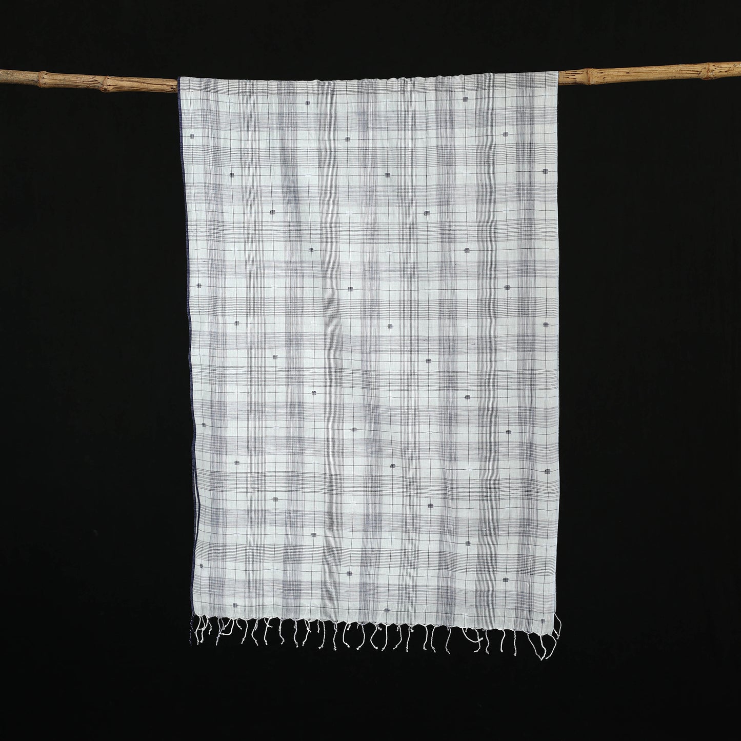 Burdwan Jamdani Handloom Cotton Stole with Tassels 05