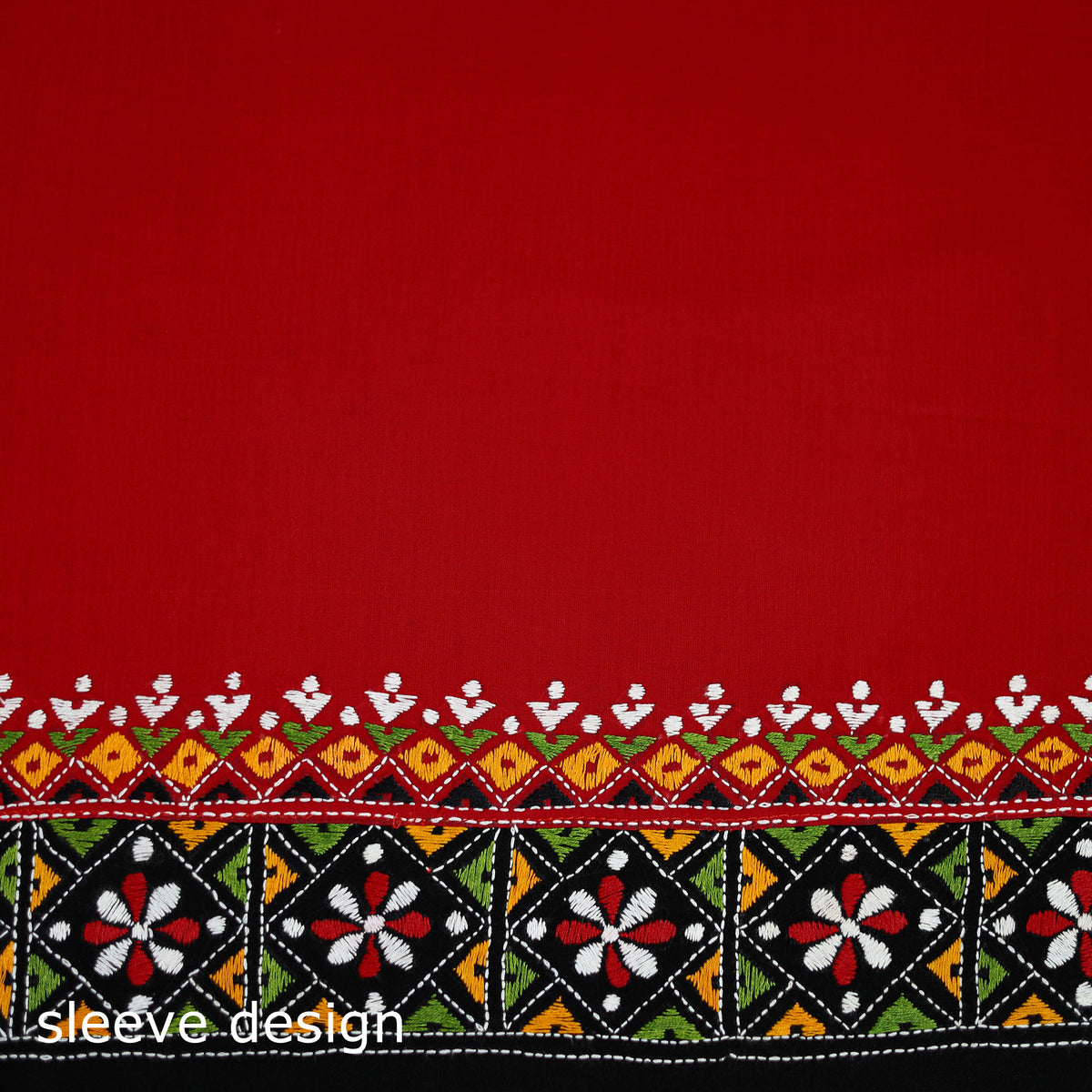 Bengal Kantha Hand Embroidered Cotton Blouse Piece 31