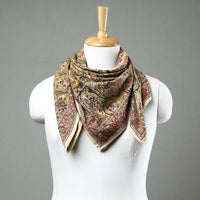 Yellow - Pedana Kalamkari Block Printed Natural Dyed Cotton Scarf 25