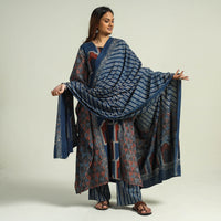  Ajrakh Kaftan with Palazzo & Dupatta Set
