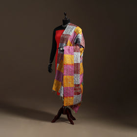Bengal Hand Embroidery Patchwork Reversible Silk Kantha Dupatta 45
