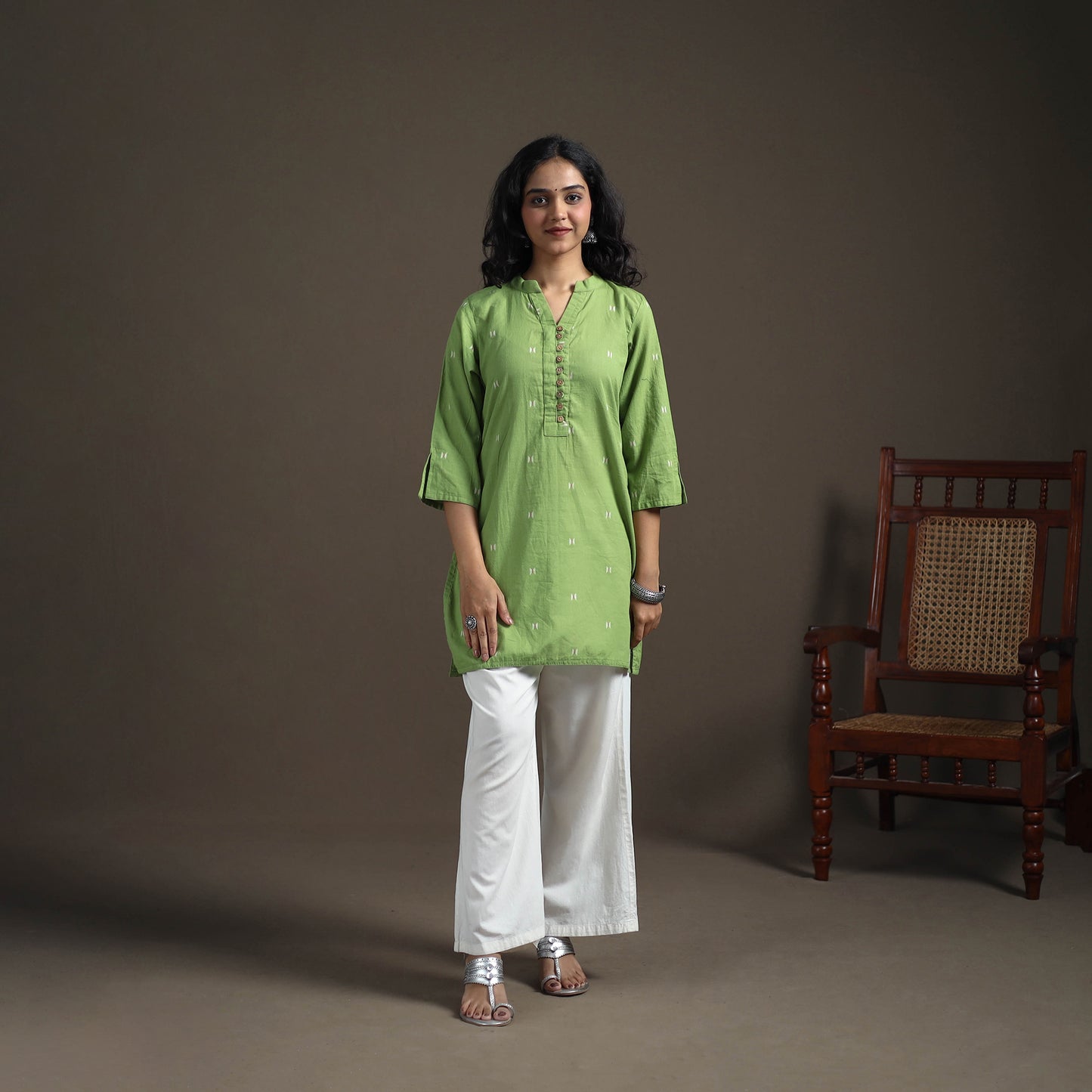 Jacquard Cotton Short Kurta for Women 29