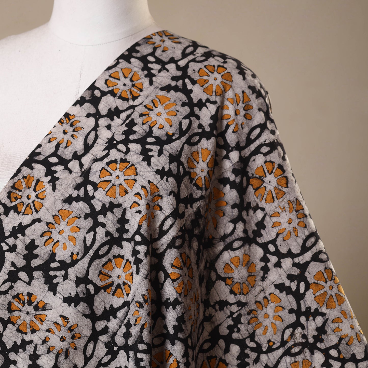 Black - kutch batik cotton fabric 56 - handcrafted