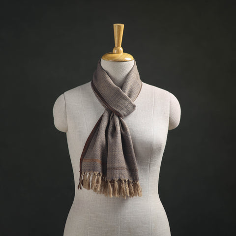 Brown - Kumaun Handwoven Pure Merino Wool Scarf 216