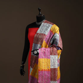 Bengal Hand Embroidery Patchwork Reversible Silk Kantha Dupatta 45
