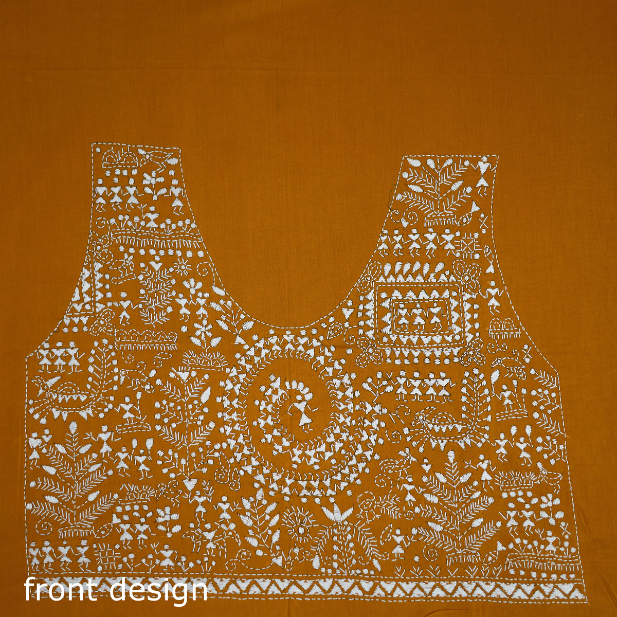 Bengal Kantha Hand Embroidered Cotton Blouse Piece 29