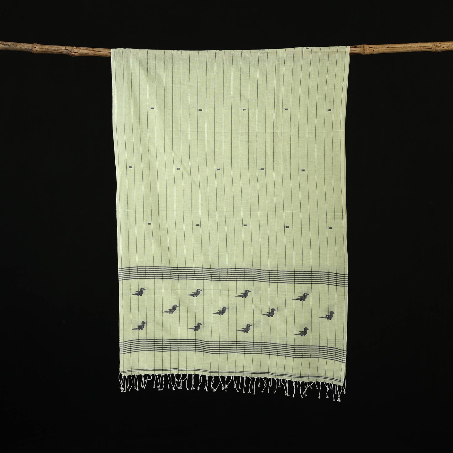 Burdwan Jamdani Handloom Cotton Stole with Tassels 03