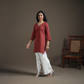 Sequin Work Jacquard Cotton Short Kurta for Women 24