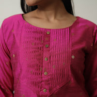 Purple - Polka Zari Butta Spun Dupion Silk Straight Plain Kurta 15