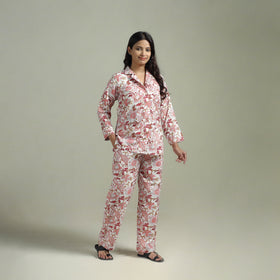 Sanganeri Floral Printed Cotton Night Suit for Women 18