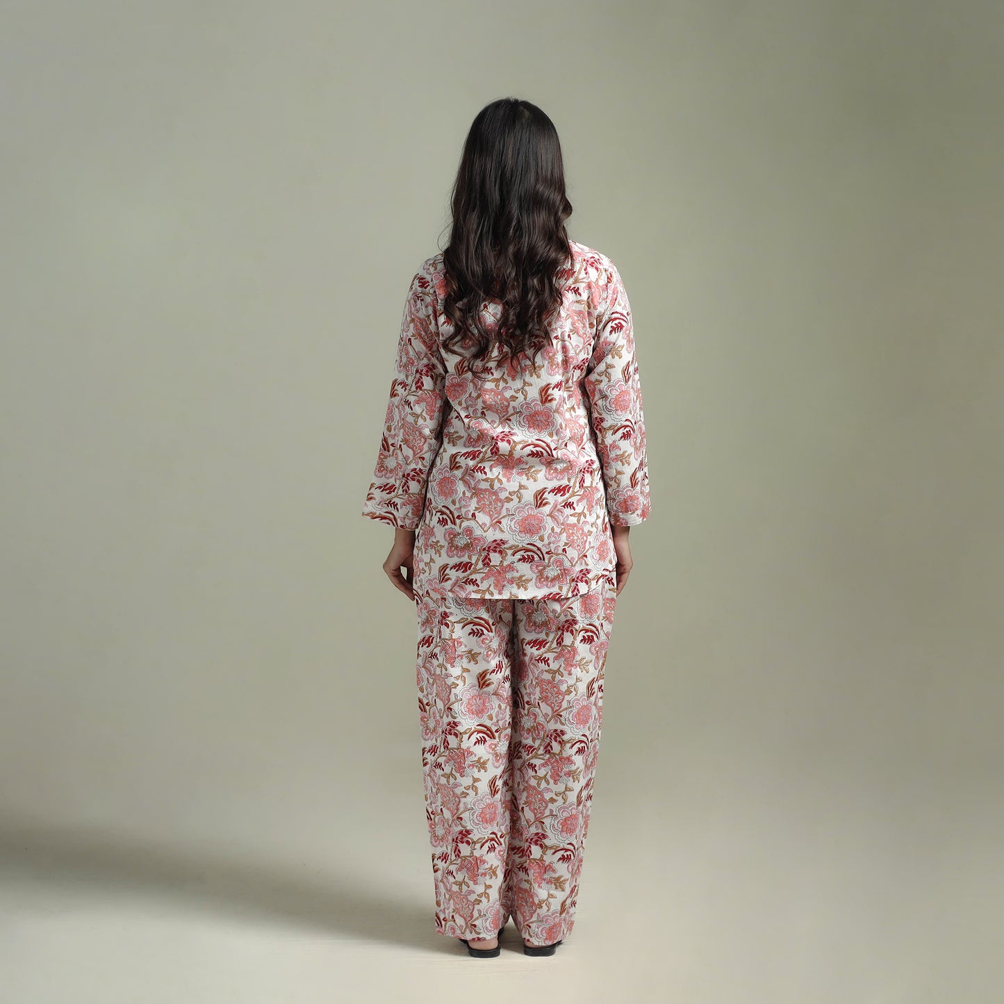 Sanganeri Floral Printed Cotton Night Suit for Women 18