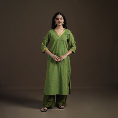 Mangalagiri Pure Handwoven Cotton Mirror Work Straight Kurta for women 25