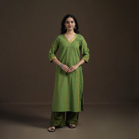 Mangalagiri Pure Handwoven Cotton Mirror Work Straight Kurta for women 25