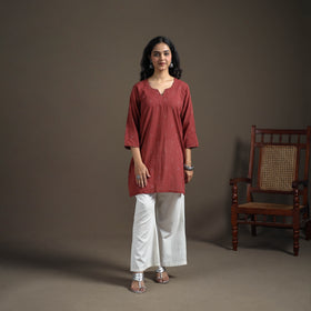 Sequin Work Jacquard Cotton Short Kurta for Women 24
