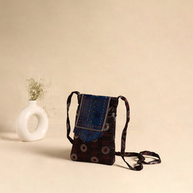 Traditional Kutch Mashru Silk Leather Flap Sling Bag 66