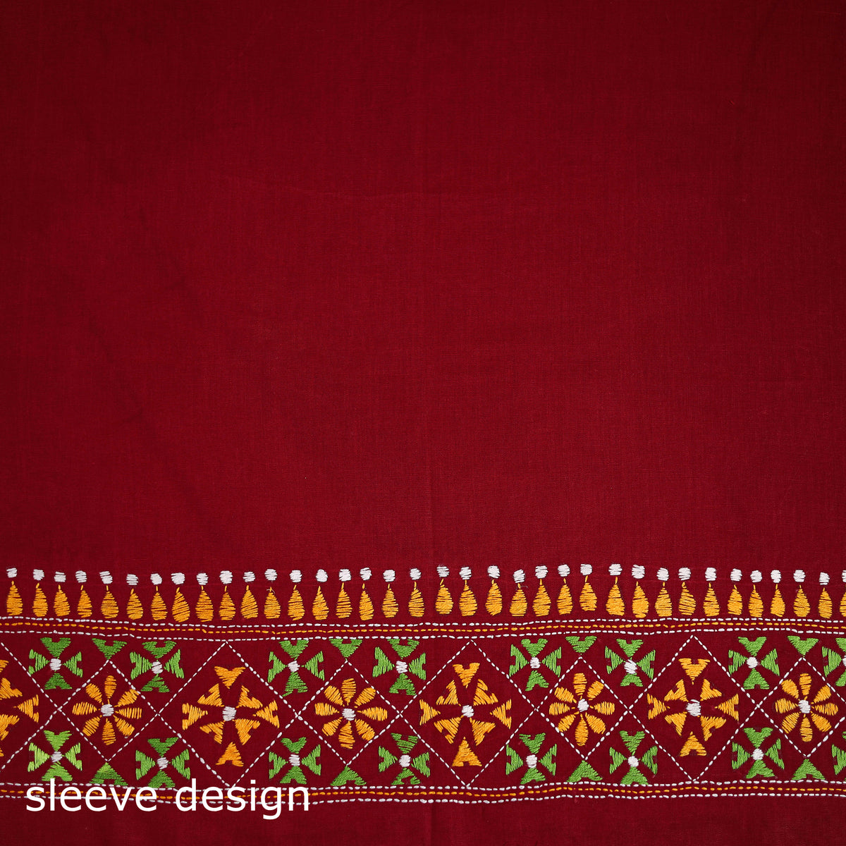 Bengal Kantha Hand Embroidered Cotton Blouse Piece 24