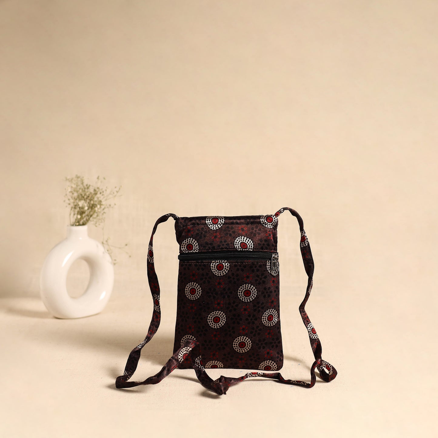 Traditional Kutch Mashru Silk Leather Flap Sling Bag 66