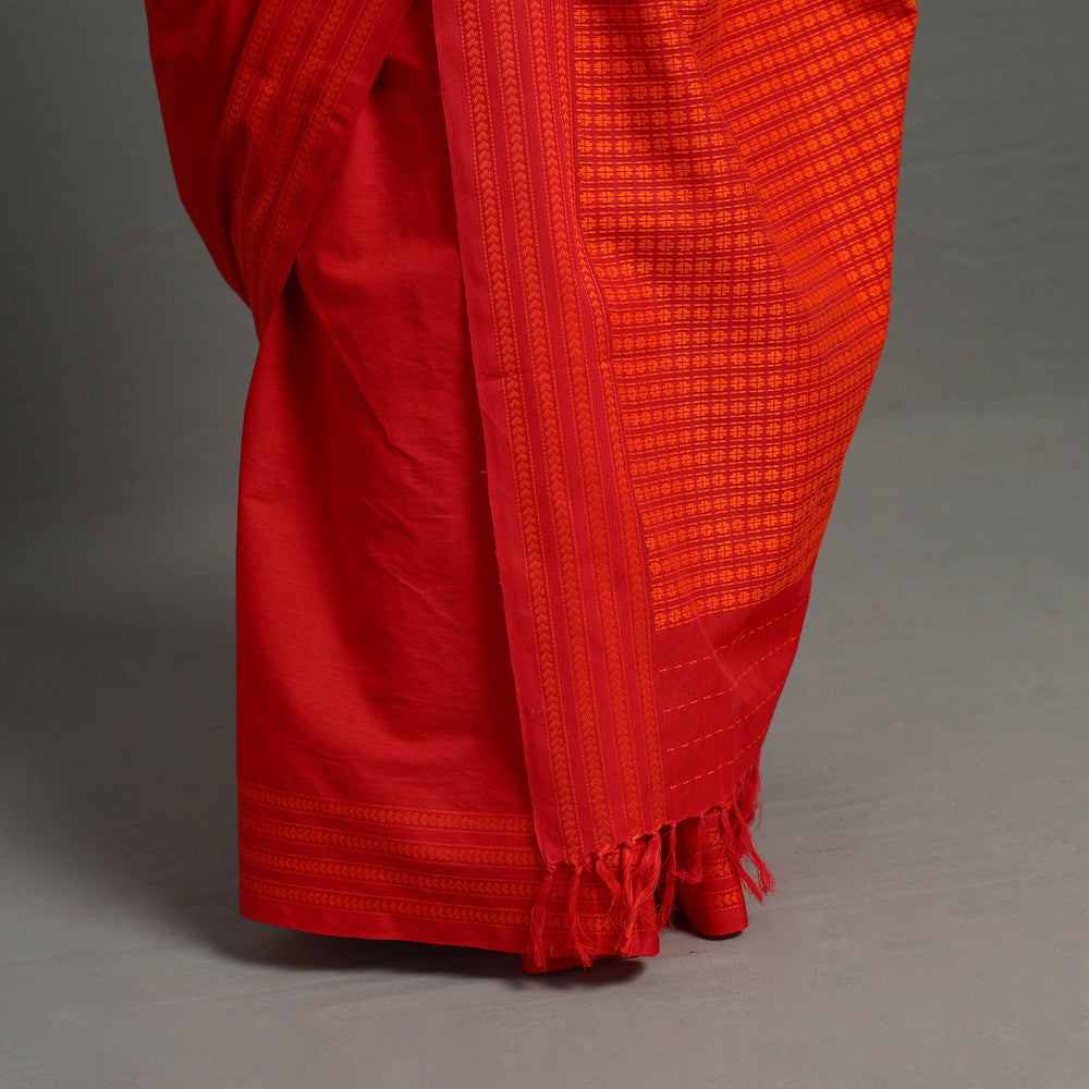 Red - Bengal Handwoven Cotton Begampuri Saree 02