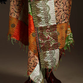 Multicolor - Bengal Hand Embroidery Patchwork Reversible Silk Kantha Dupatta 47