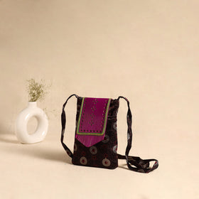 Traditional Kutch Mashru Silk Leather Flap Sling Bag 67