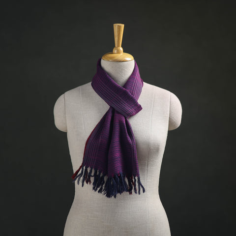 Purple - Kumaun Handwoven Pure Merino Wool Scarf 229