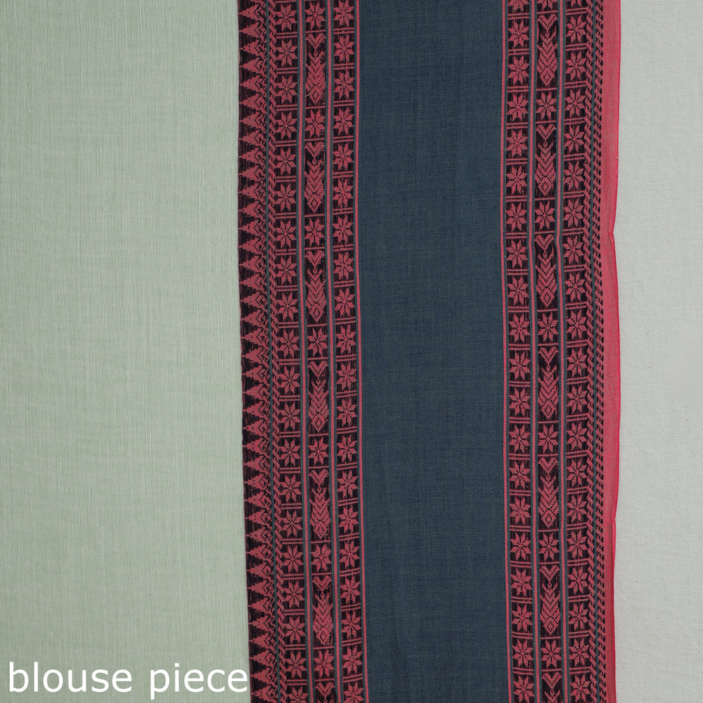 Green - Bengal Woven Border Handloom Pure Cotton Saree 39