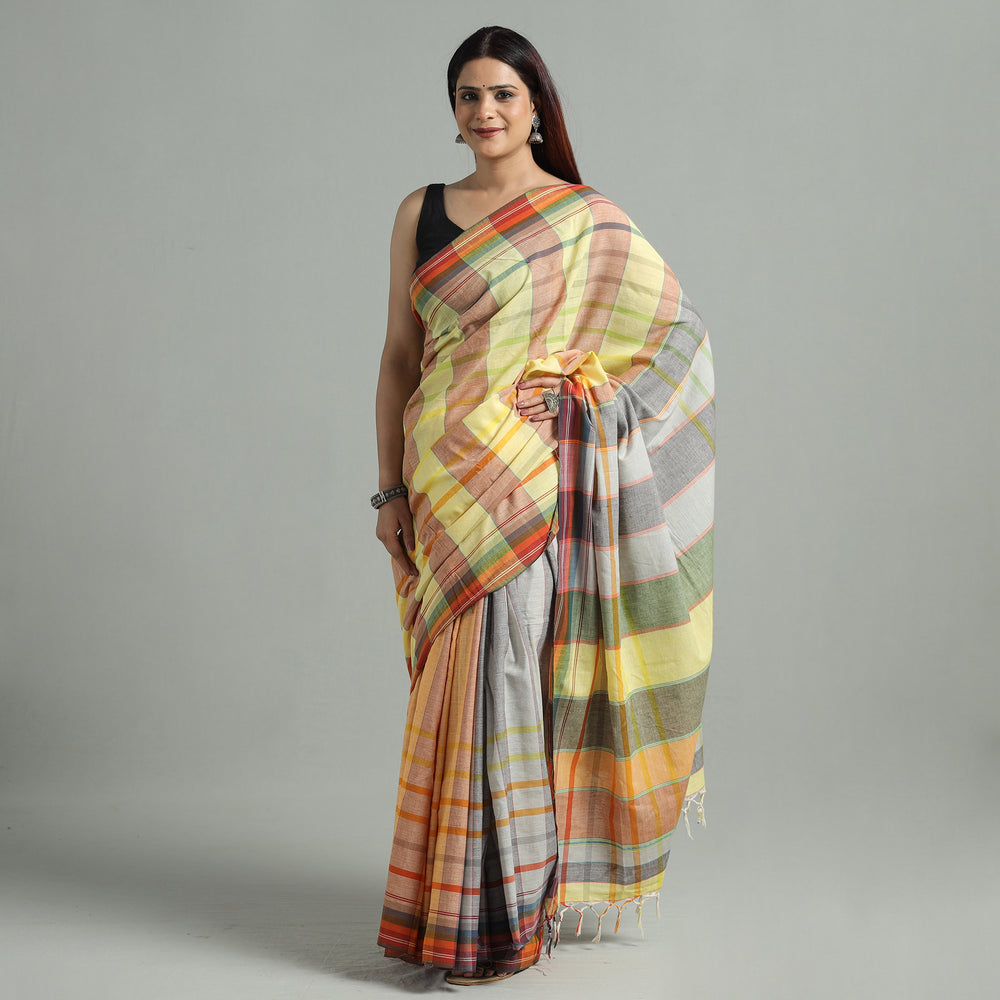 Multicolor - Birbhum Pure Handloom Gamchha Pure Cotton Saree 40