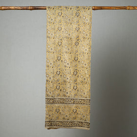 Yellow Pedana Kalamkari Block Printed Natural Dyed Cotton Stole