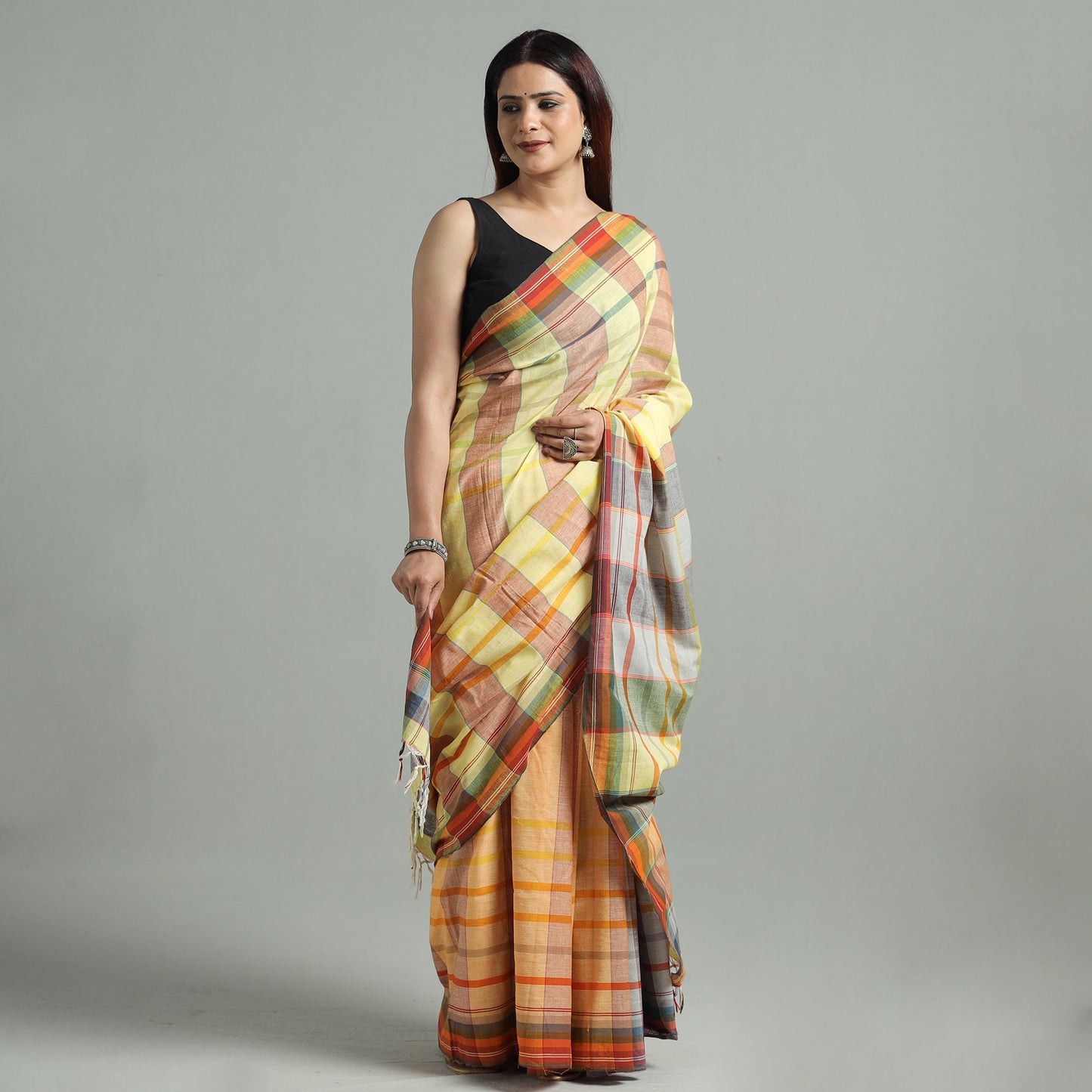 Multicolor - Birbhum Pure Handloom Gamchha Pure Cotton Saree 40