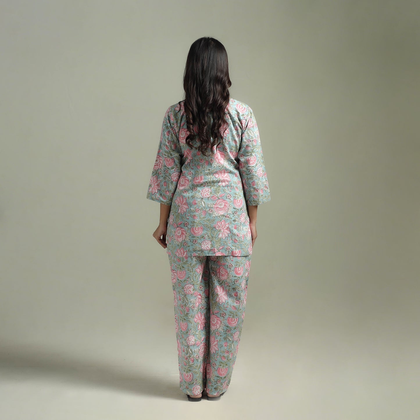 Sanganeri Floral Printed Cotton Night Suit for Women 13