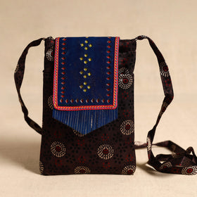 Traditional Kutch Mashru Silk Leather Flap Sling Bag 68