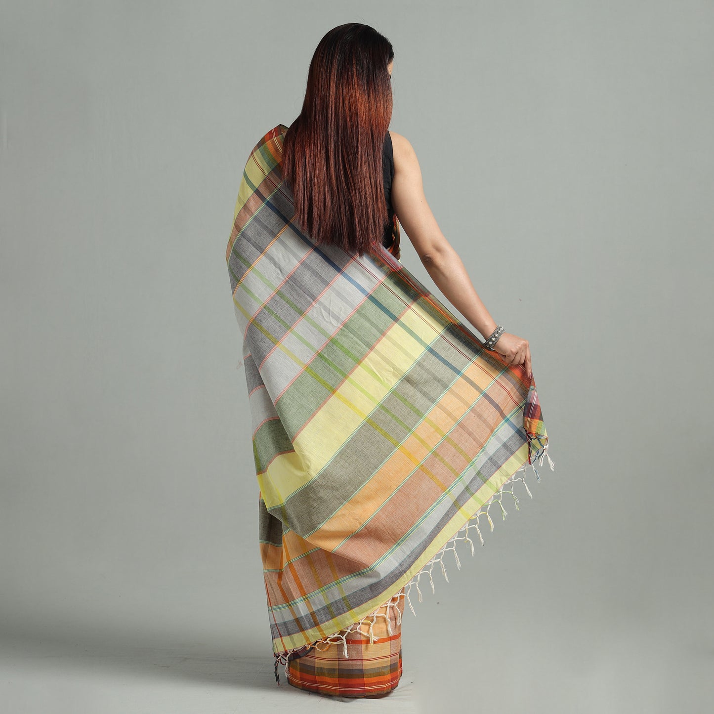 Multicolor - Birbhum Pure Handloom Gamchha Pure Cotton Saree 40