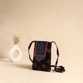 Traditional Kutch Mashru Silk Leather Flap Sling Bag 68