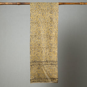 Yellow Pedana Kalamkari Block Printed Natural Dyed Cotton Stole