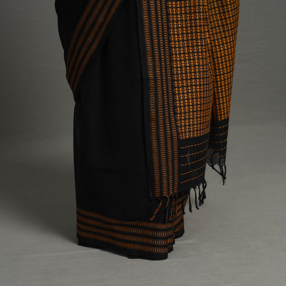 Black - Bengal Handwoven Cotton Begampuri Saree 03