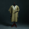 Green - Kashmiri Kashida Hand Embroidered Cotton Kaftan (Medium) 04