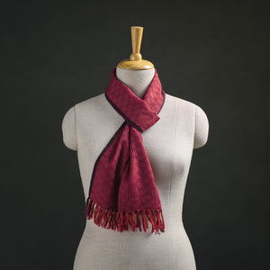 Red - Kumaun Handwoven Pure Merino Wool Scarf 235