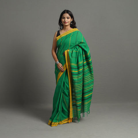 Green - Bengal Handwoven Cotton Begampuri Saree 04