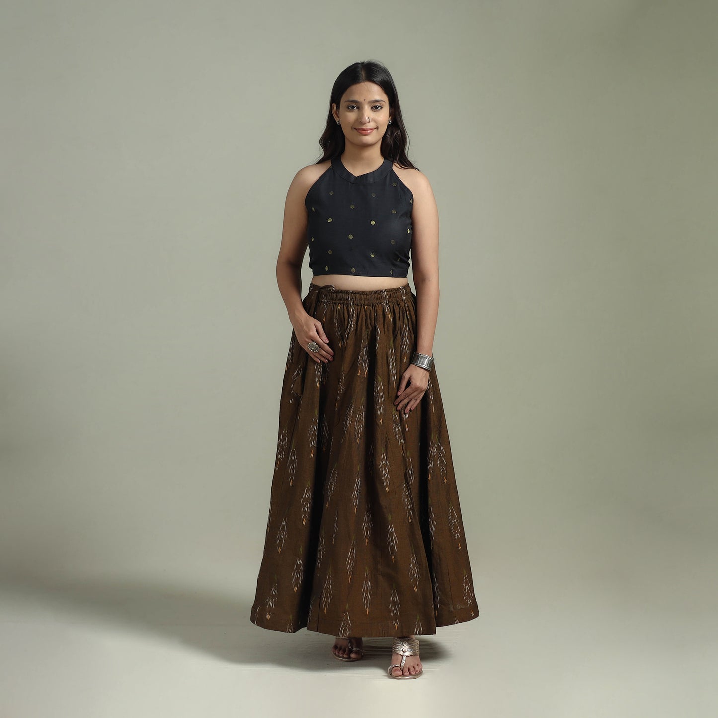 Pochampally Ikat 24 Kali Cotton Long Skirt 01