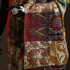 Bengal Hand Embroidery Patchwork Reversible Silk Kantha Dupatta 49