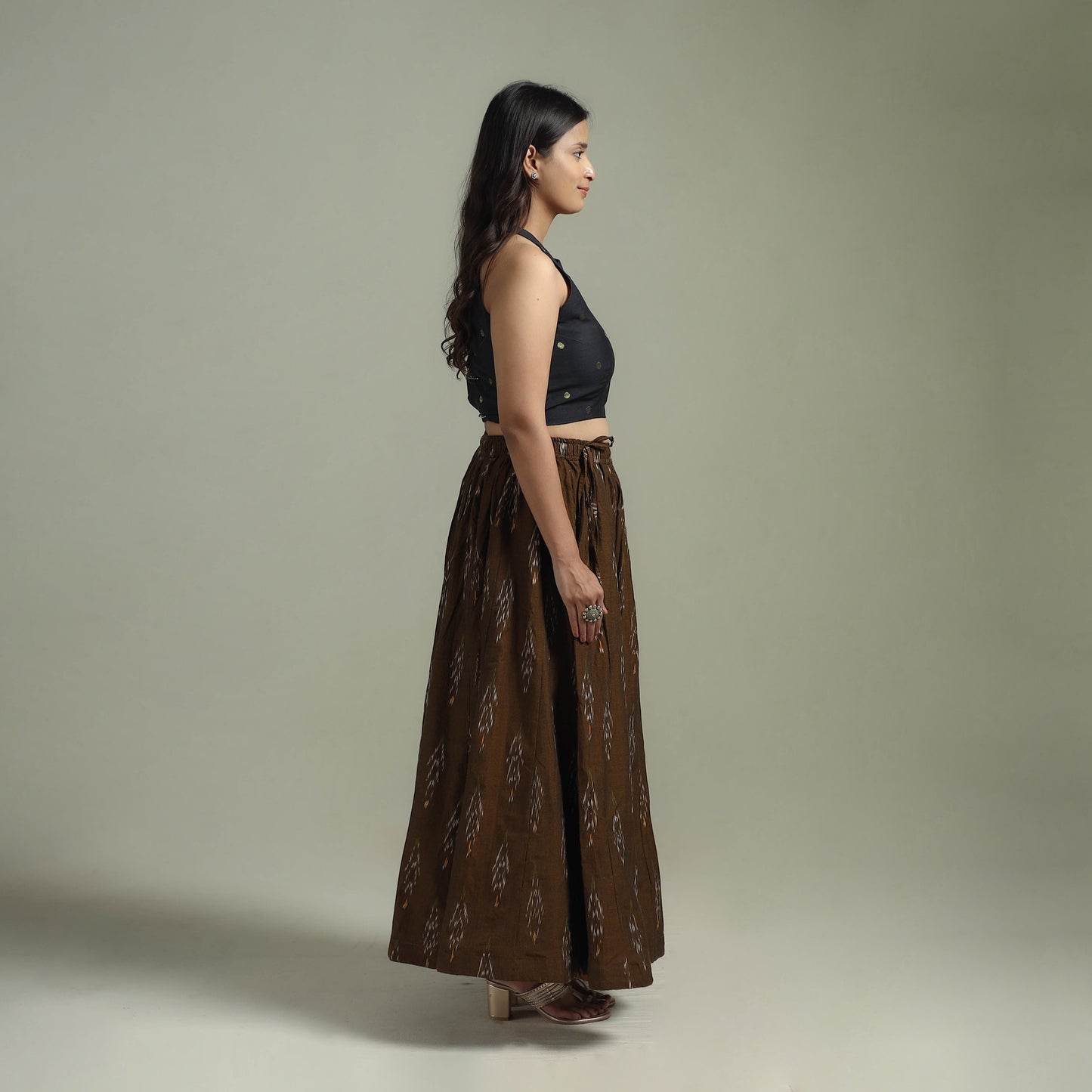 Pochampally Ikat 24 Kali Cotton Long Skirt 01