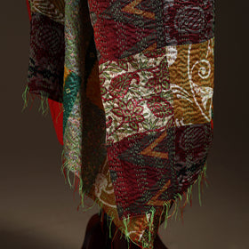 Bengal Hand Embroidery Patchwork Reversible Silk Kantha Dupatta 49