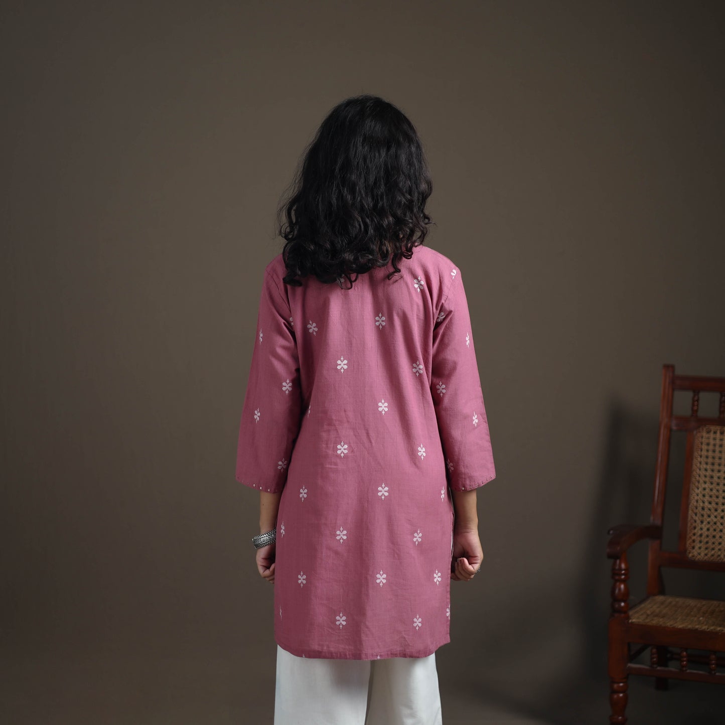 Jacquard Cotton Short Kurta for Women 26