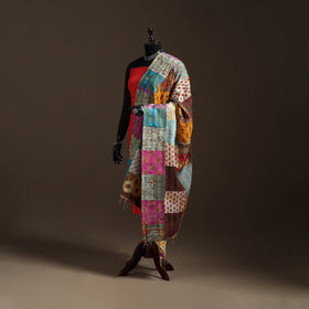 Multicolor - Bengal Hand Embroidery Patchwork Reversible Silk Kantha Dupatta 50