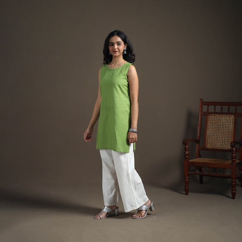 Jacquard Cotton Sleeveless Short Kurta for Women 41