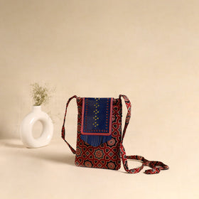 Traditional Kutch Mashru Silk Leather Flap Sling Bag 70