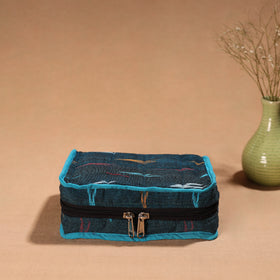 Blue Handmade 4 Pockets Cotton Jewellery Bag