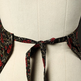 Black Bagru Block Print Cotton Apron with Pocket