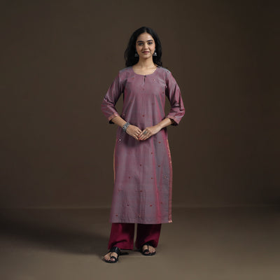 Mangalagiri Pure Handwoven Cotton Mirror Work Straight Kurta for women 06