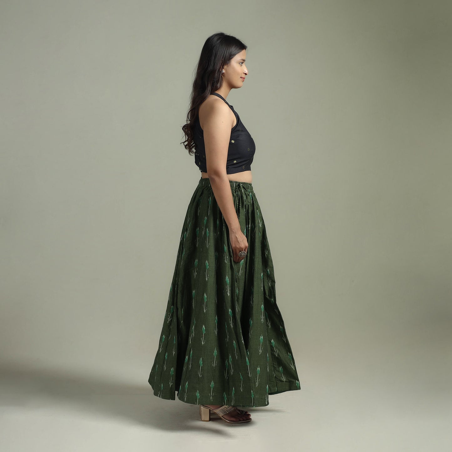 Pochampally Ikat 24 Kali Cotton Long Skirt 02